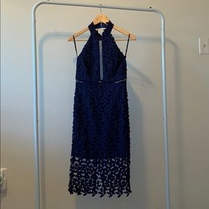 Bardot Navy Gemma halter dress